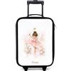 NoBoringSuitcases.com® Valigia Per Bambini Compatto 48x31x19 cm Bagaglio Ultraleggero Trolley A Mano Rigidi LED Ruote Da Viaggio - Ragazze - Fata - Rosa