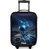 NoBoringSuitcases.com® Valigia Per Bambini Compatto 48x31x19 cm Bagaglio Ultraleggero Trolley A Mano Rigidi LED Ruote Da Viaggio - Ragazzo - Creatura - Spazio - Cielo Stellato