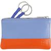 DUDU Astuccio portachiavi colorato in pelle uomo donna formato bustina con zip Blu pastello