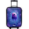 NoBoringSuitcases.com® Valigia Per Bambini Compatto 48x31x19 cm Bagaglio Ultraleggero Bagagli Rigidi LED Ruote Valigie Neonato Bimbi - Ragazzo - Viola - Spazio - Creatura