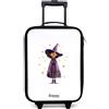 NoBoringSuitcases.com® Valigia Per Bambini Compatto 48x31x19 cm Bagaglio Ultraleggero Trolley A Mano Rigidi LED Ruote Da Viaggio - Ragazze - Mantello del Mago - Viola