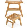 GYMAX Set di 2 Sgabelli per Doccia, Poggiapiedi Impermeabile da Bagno in Bambù con Poggiapiedi, Multiuso Antiscivolo, Adatto per Anziani/Bambini/Donne Incinte, Carico di 150 kg, Legno Naturale