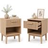 SAOOZBE - Set di 2 comodini da notte con cassetti e ripiano aperto, tavolino in legno con spazio di archiviazione, comodini moderni in stile boho per camera da letto, soggiorno, 40x35x55cm, colore