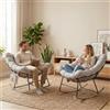 Fiutazge 2 Pezzi Sedia a Dondolo da Esterno,Poltrona Relax Ergonomica a Forma di Uovo per Giardino,Balcone,Veranda e Soggiorno,Portata 180 kg,Beige