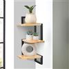 Hi-home Set di 3 mensole angolari in legno rustico, marrone, per cameretta, libreria, bagno, soggiorno, cucina
