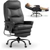 FLEXISPOT Sedia Ergonomica 3-in-1 con Schienale Reclinabile a 160°, Poggiapiedi Estraibile, Morbida Imbottitura in PU e Altezza Regolabile, Ideale per Lavoro, Relax e Pausa (Nero)