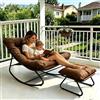 LIJYITF Sedia a dondolo con sgabello, sedia a dondolo, sedia a dondolo, per soggiorno, sedia da lettura con imbottitura, per esterni, fino a 150 kg, per balcone, giardino (marrone-1, 100 x 77 x 70 cm)