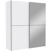 FORTE WHITE KISS Armadio 170 con specchio, mobile da letto moderno a 2 ante con ripiani e asta appendiabiti, bianco, 170 cm di larghezza x 190,5 cm di altezza x 61 cm di profondità