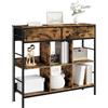 WOLTU Libreria rustica marrone con 6 ripiani | 2 cassetti, struttura in metallo, autoportante, studio, soggiorno, camera da letto