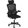 IDMarket - Sedia da ufficio ergonomica James in tela traspirante e poggiatesta con ruote, nera