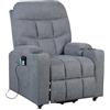 POLTRONE ITALIA Patty 2 Detraibile 19% Poltrona Relax Elettrica 2 motori, reclinazione indipendente schienale pediera. Riscaldamento e Vibromassaggio Kit 4 ruote Grigio antimacchia