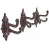 Loberon Gratton Set di 3 Ganci - Robusta ghisa - Design Vintage Autentico, Marrone Antico