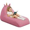 MeMoreCool Pouf per bambini da 8 a 12 anni, grande pouf per bambini con imbottitura, grande poltrona lounge per bambini (unicorno rosa)