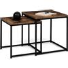 IDMarket - Set di 2 tavolini DAYTON 40/45 con piani ad effetto invecchiato, design industriale