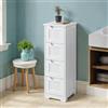 Blishom Mobile Bagno con 4 Cassetti,Armadio Bagno Stretto,Conservazione MDF Impermeabile,Mobile Laterale per Bagno,Camera da Letto,Ingresso,Cucina,30X30X85CM,Bianco