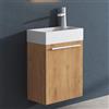 doporro Mobile Bagno Sospeso 46cm Marrone Chiaro, Mobile Sottolavabo per WC Ospiti con Lavabo in Marmoresina Bianco, Pisa