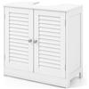 LIFEZEAL Mobile Sottolavabo per Bagno, con Taglio a U, 2 Porte e 2 Ripiani, 60x30x60 cm, in Legno, Bianco (A)