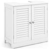 COSTWAY Mobile Sottolavabo per Bagno, Armadietto a Terra con 2 Ante a Persiana, Ripiano e Taglio a U 24 x 20cm, Organizer Moderno e Salvaspazio per Prodotti da Toeletta e Asciugamani, Bianco