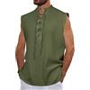 NANAMEEI Camicia da uomo senza maniche Henley da uomo medievale con lacci senza maniche, Nero , L
