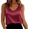 Generisch Canottiera da donna in raso, vestibilità comoda, senza maniche, Camisole con scollo a V, Vino, M