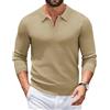 COOFANDY Polo da uomo a maniche lunghe polo maglia invernale maglione polo pullover felpa casual, Cachi scuro, XL