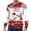 Generisch Maglione natalizio da uomo con stampa di Babbo Natale con copricapo, casual girocollo, Colore: rosso, 4XL