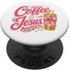 Pink Faith Coffee Co Lovely Coffee and Jesus Coquette - Fiocco leopardato rosa PopSockets PopGrip Adesivo