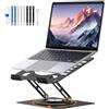 Euqvunn Supporto PC Portatile, Laptop Stand con Base Girevole a 360°, Rialzo PC Portatile Ventilato in Acciaio al Carbonio, Altezza e Angolo Regolabili, Compatibile con MacBook Pro/Air, 11-16(Nero)
