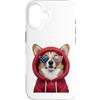 Corgi Puppy Lover PS Custodia per iPhone 16 Patriot Corgi Closeup - Occhiali da sole con bandiera americana