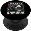 Coding Like a Tech Japan Samurai Apparel Codice come uno sviluppatore di software per programmatori giapponesi samurai PopSockets PopGrip Adesivo