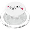 Poker Heartbeat Minimal Designs Il battito cardiaco del giocatore del poker e la carta da gioco si adatta al gioco d'azz PopSockets PopGrip per MagSafe