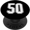Sports Team Halloween Football Group Cos # 50 Bianco Outline Number 50 Sport Fan Jersey Style PopSockets PopGrip Adesivo