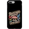 Mangiatoia Uccelli Divertente Natura Gia Custodia per iPhone 7 Plus/8 Plus Backyard Buffet Open Daily frase buffa mangiatoia uccelli