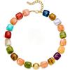 WOWORAMA Collane colorate a maglia grossa per donne, tendenza, perline quadrate grandi in resina multicolore, collana da collo boho, collana Chunky Statement Choker, gioielli estivi Y2K, Adjustable
