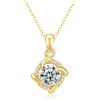PAKORIO Collana rotonda moissanite elegante romantica donna, 1ct VVS1, placcata oro 14K, ipoallergenica, catena 40-45cm, anti-ossidazione, regalo(Trasparente)