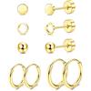 JeweBella 5 Paia Piccoli Orecchini Titanio G23 Senza Nichel Orecchini Anallergici Cartilagine Helix Cerchio Piercing Argento/Oro