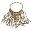 Avalaya Collana con frangia in bronzo/oro con perline in vetro, 41 cm L/20 cm, Vetro Plastica
