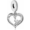 Mon & Sons Ciondolo in argento Sterling 925 con scritta in lingua inglese Mother Daughter I Love You a forma di cuore, cavallo, gatto, cane, pinguino, compatibile con braccialetti Pandora, Metallo