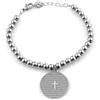amorili Bracciale donna con ciondolo inciso padre nostro in acciaio