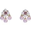 Kawaii-Story MS-415 Elegante lampadario Vintage Retrò Eleganti orecchini pendenti con perle e zigornia, goccia, festa festa in platino, bigiotteria rosa, Rame, Nessuna pietra preziosa