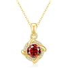 PAKORIO Collana rotonda moissanite elegante romantica donna, 1ct VVS1, placcata oro 14K, ipoallergenica, catena 40-45cm, anti-ossidazione, regalo(Rubino)