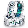 Odinstone Orecchini Uomo, Orecchini a Cerchio Uomo, Blu Neri | Odinstone Orecchini a cerchio da uomo, stile nordico, con rune vichinga e zirconi blu, coppia compatta da 17 mm