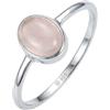 mantraroma Anello in argento 925 da donna con quarzo rosa, pietra preziosa, rosa, semplice e moderno