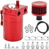 QWORK® Universale oil catch can auto, contenitore per la raccolta dell'olio con filtro dell'aria, alluminio, rosso 400 ml