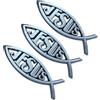 YiJPXinADZ Emblema per auto Christian Pesce, argento cromato, 3 pezzi, in plastica, con retro adesivo