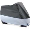 LWMLWM Telo Coprimoto Teli per Moto Impermeabile Resistente ad Acqua/Polvere/Pioggia/Vento/Foglie 245x105x125cm (Nero e Argento)