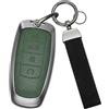 Rondrive Custodia per chiave adatta per Ebro S400 S700 S800 S900 per DR4.0 DR5.0 DR6.0 accessori metallizzati in pelle zigrinata per chiave auto, cover portachiavi verde B