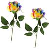 arrderly 2 rose artificiali, rose finte arcobaleno, fiori artificiali di seta, per casa, giardino, feste, matrimoni, hotel, ufficio, decorazione