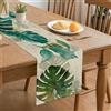 Generic Runner da tavolo con foglie tropicali, motivo botanico verde, per decorazione estiva da pranzo, perfetto per riunioni di famiglia e feste all'aperto, 33 x 183 cm