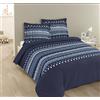 VISION JACK - 100% cotone - Set Copripiumoni matrimoniale 260 x 240cm con 2 federe 65 x 65cm per letto matrimoniale maxi - Tessuto morbido e confortevole - Colore: Blu - Certificato Oeko-Tex